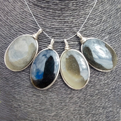 XL golden obsidian oval pendant