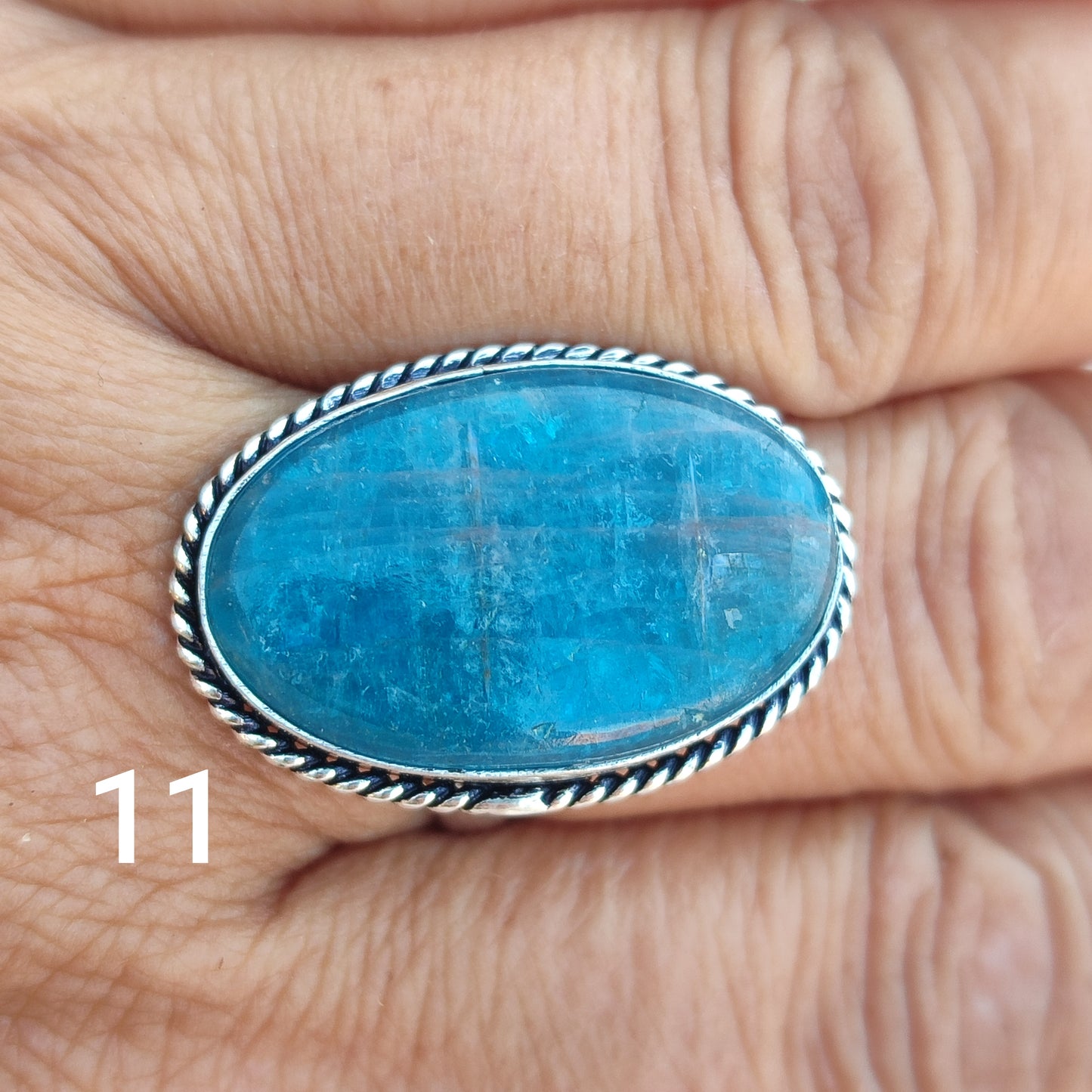 Anillo de Apatita Azul Ajustable | Joyería de la India