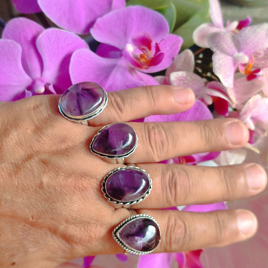 Anillo de Amatista Ajustable | Joyería de la India