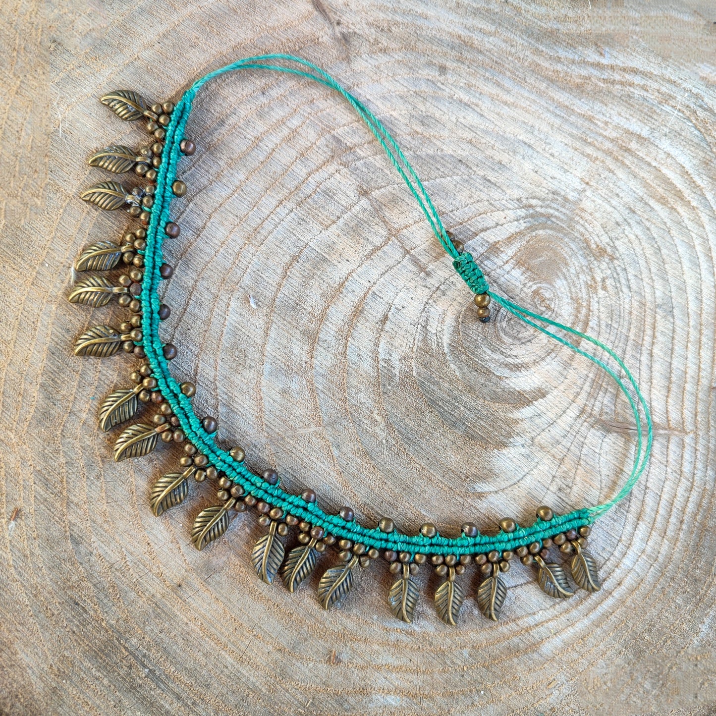 Tobillera de Macramé Étnica con Cuentas Turquesa