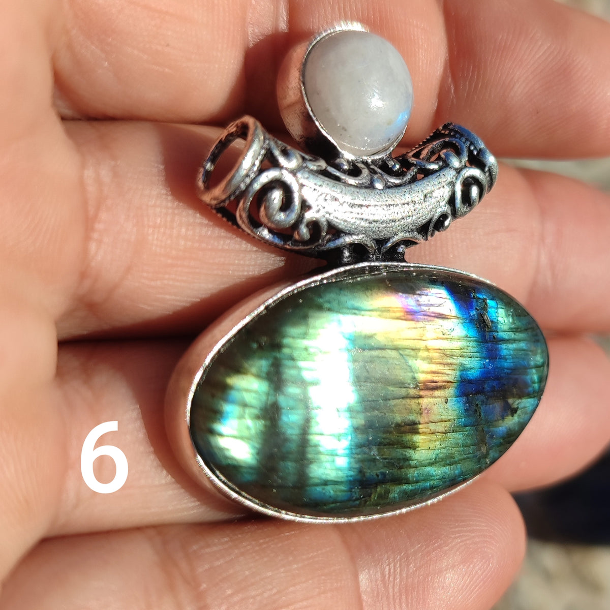 Colgante de Labradorita y Piedra Luna | Joyería de la India