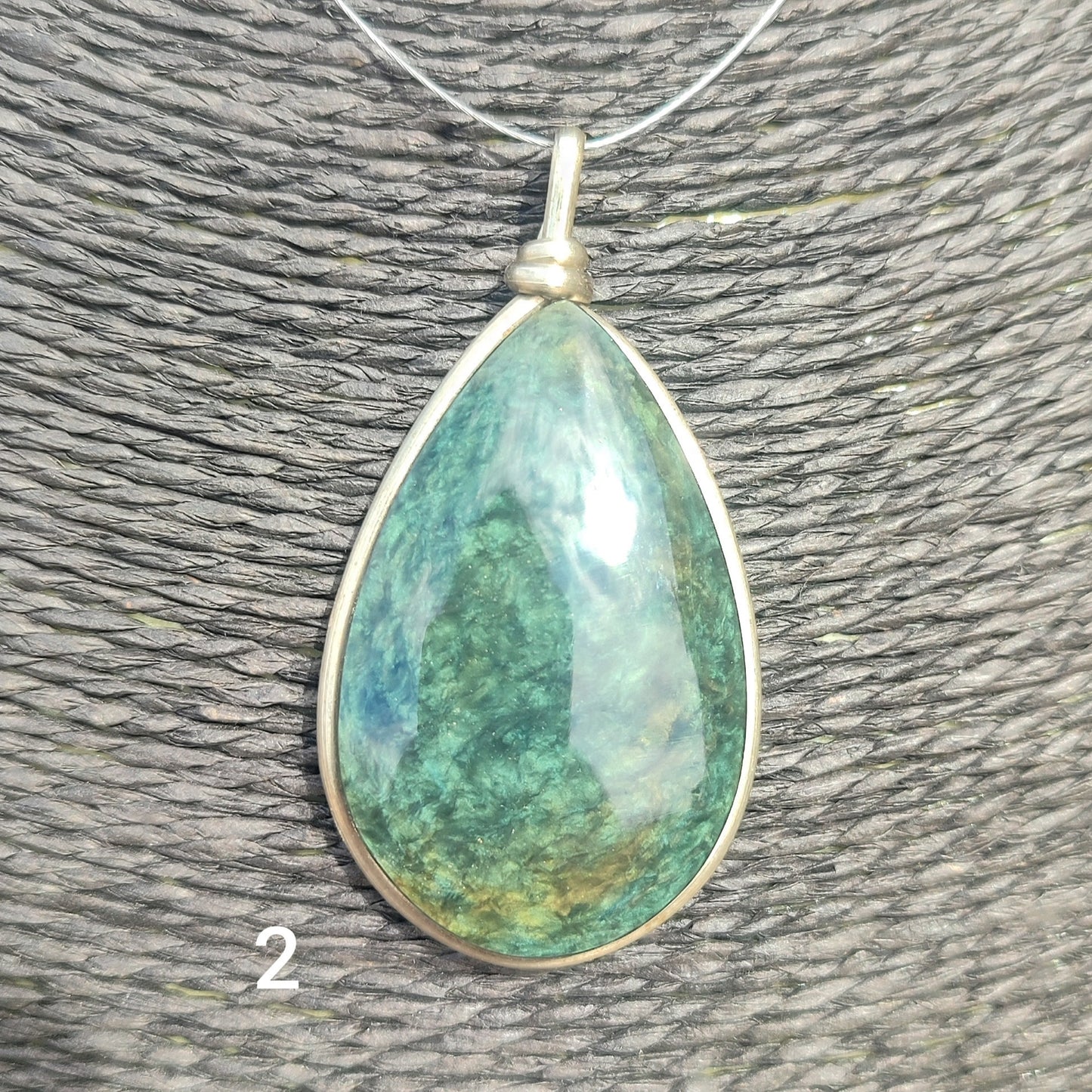 XL Huichol mantle tear obsidian pendant