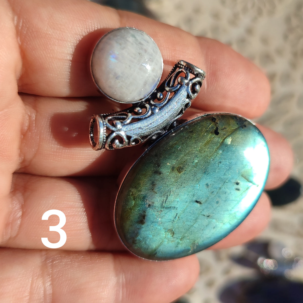 Colgante de Labradorita y Piedra Luna | Joyería de la India