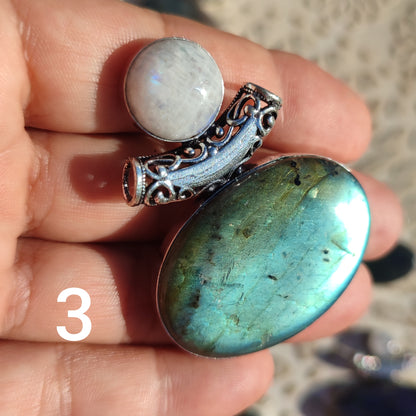 Colgante de Labradorita y Piedra Luna | Joyería de la India