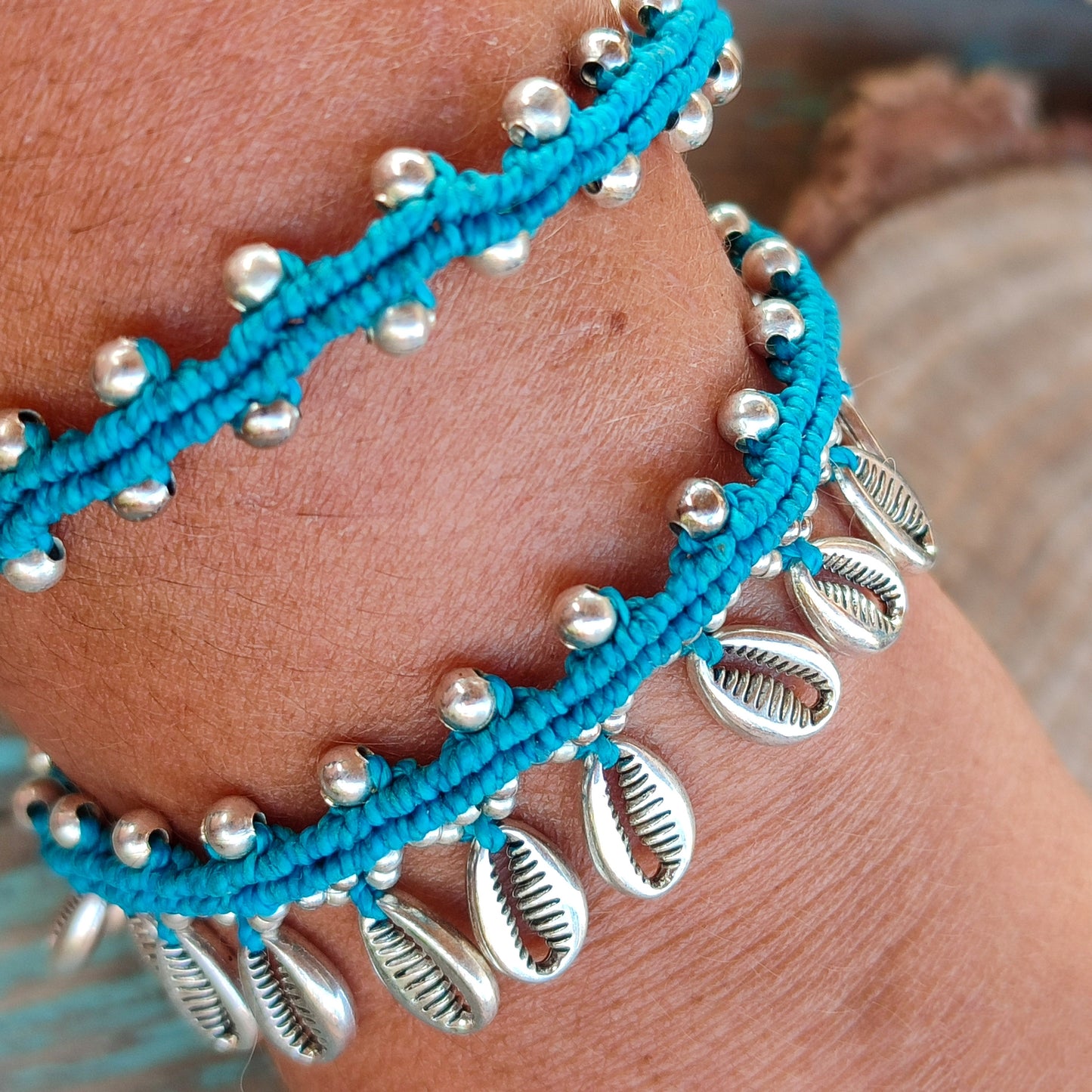 Tobillera caories de macramé ajustable