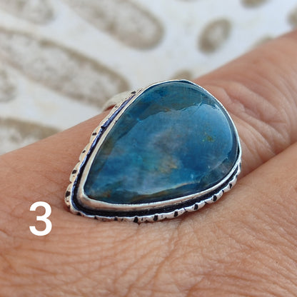 Anillo de Apatita Azul Ajustable | Joyería de la India