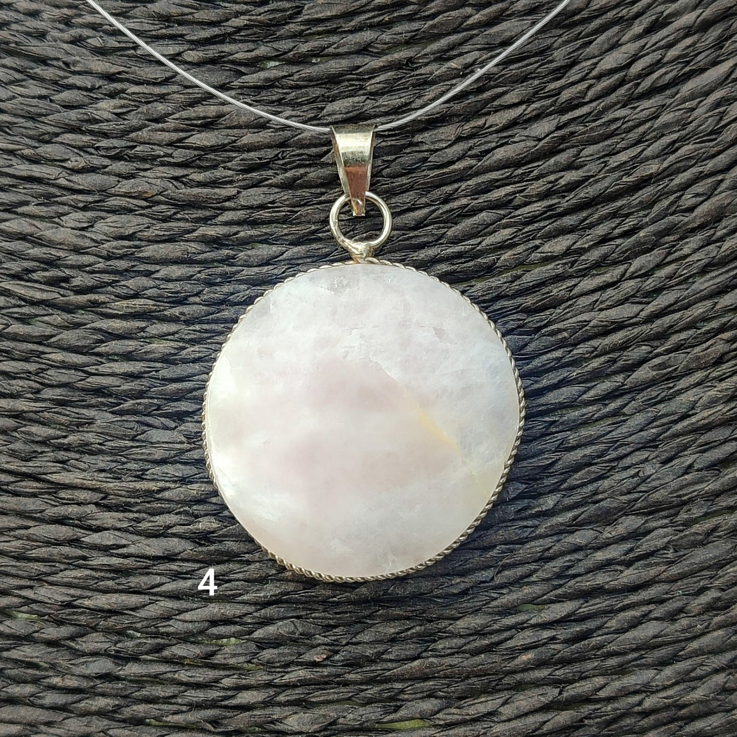 Double silver plated rose quartz pendant