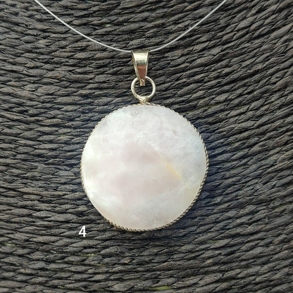 Pendentif double en quartz rose plaqué argent