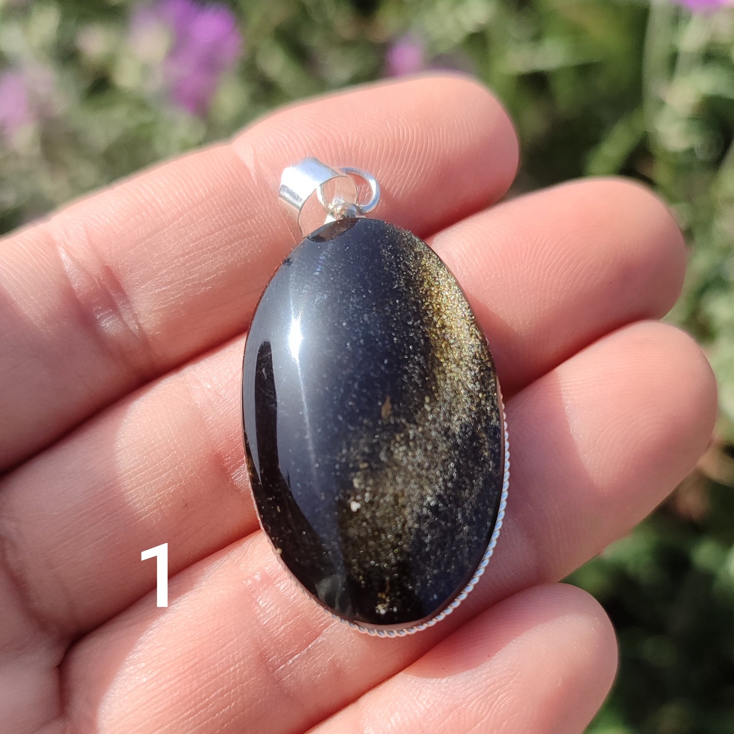 Colgante de obsidiana dorada ovalada