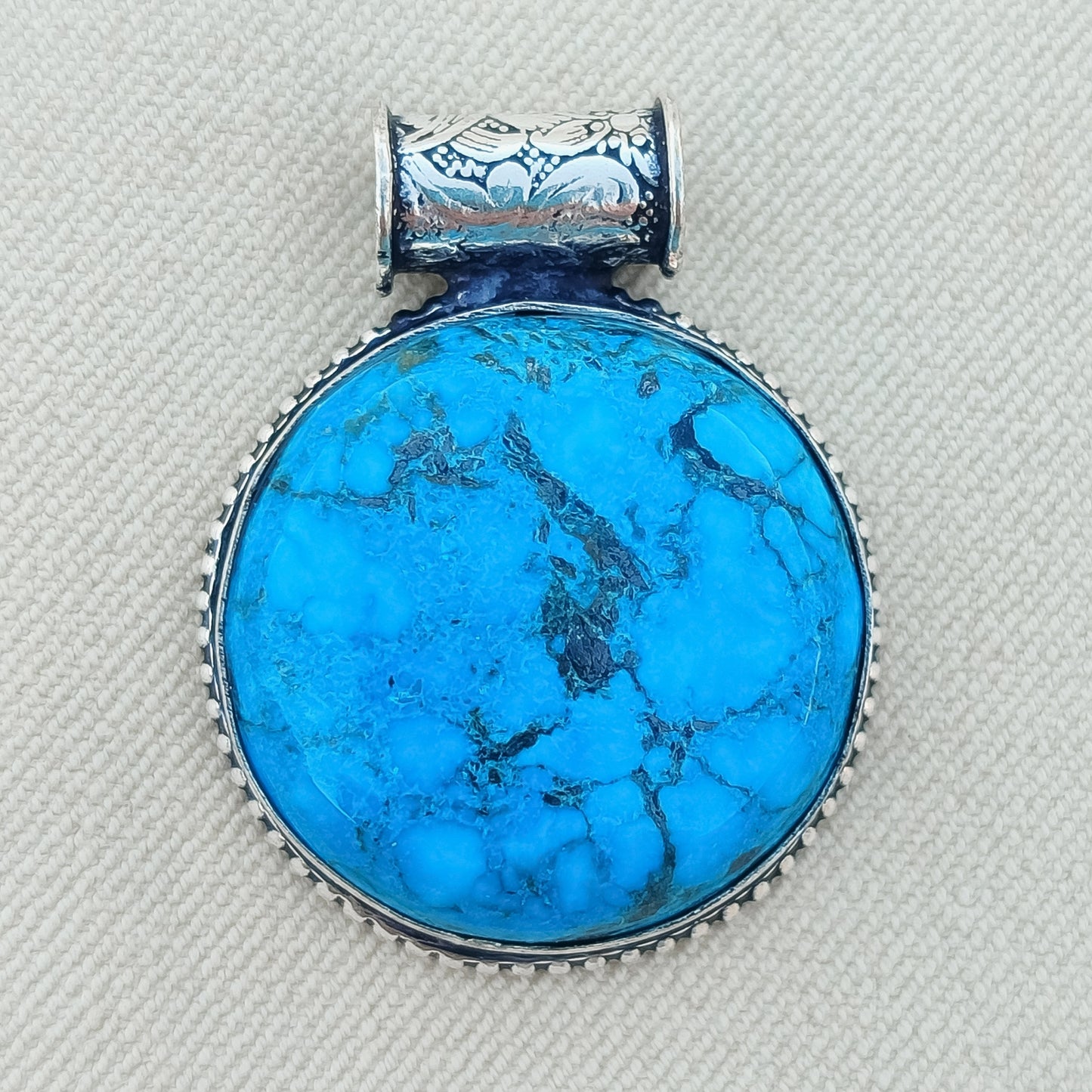 Colgante Turquesa con Reasa Tubular | Joyería de la India
