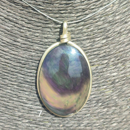 Colgante obsidiana manto huichol xl ovalado