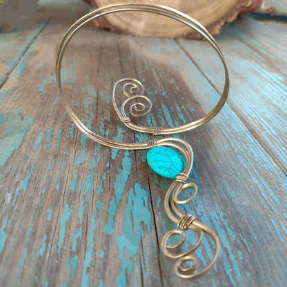 Brazalete grande de Espirales para Bíceps en Alpaca con Howlita