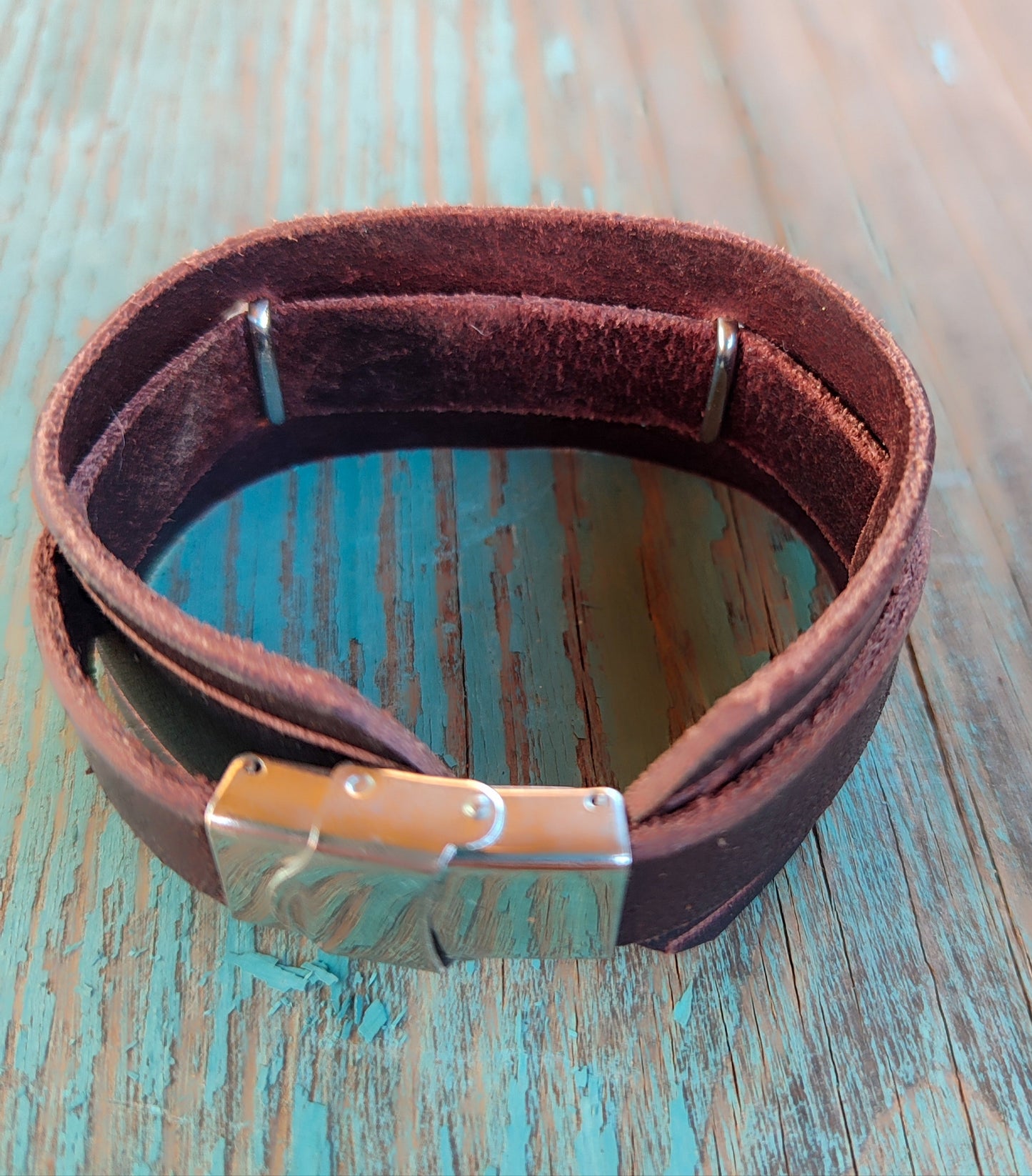 Pulsera acero y cuero