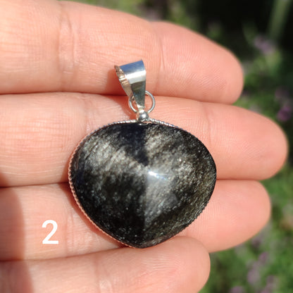 Colgante corazón de Obsidiana Plateada | Protección y Artesanía