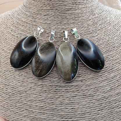 Colgante de obsidiana dorada ovalada