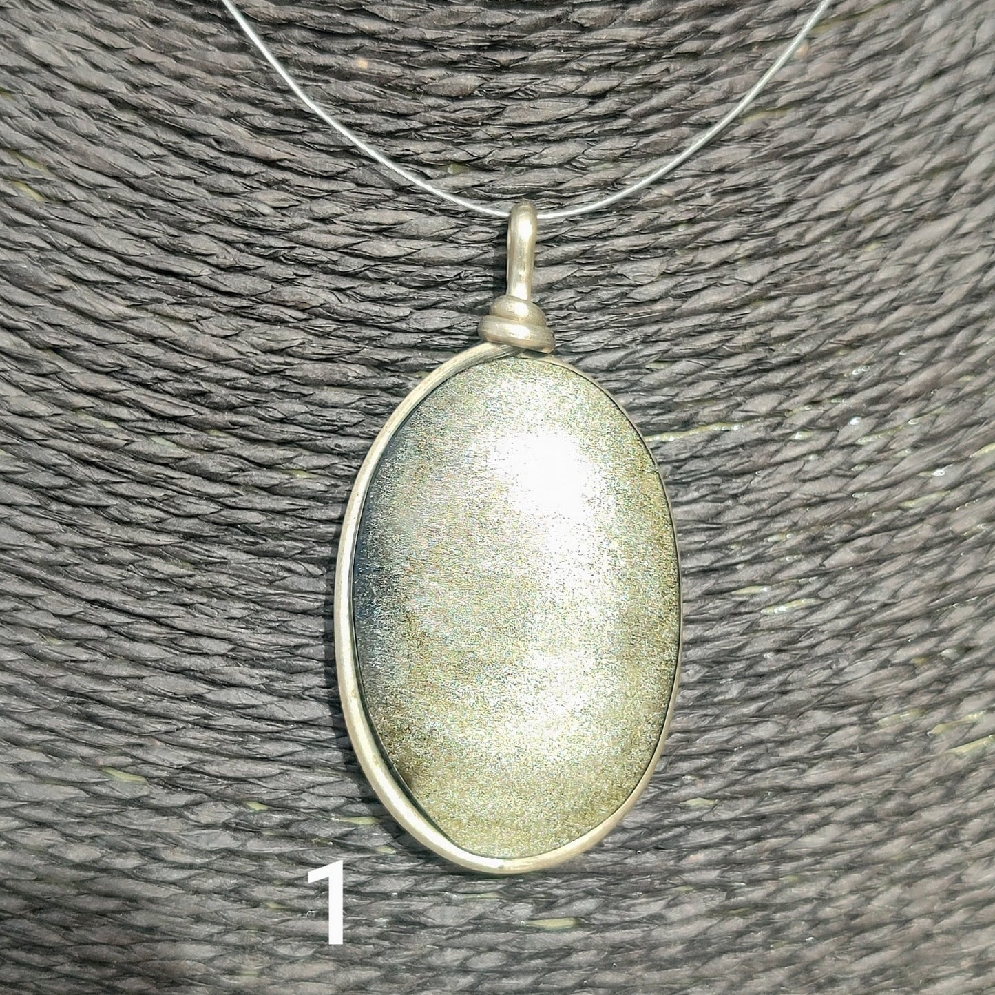 XL golden obsidian oval pendant