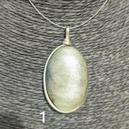 XL golden obsidian oval pendant