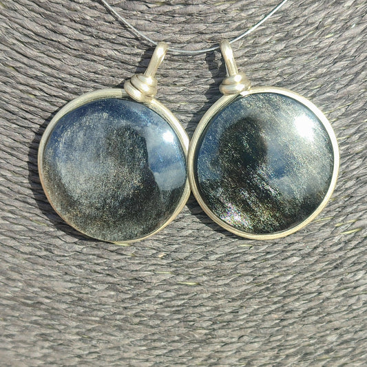 Colgante de obsidiana plateada xl