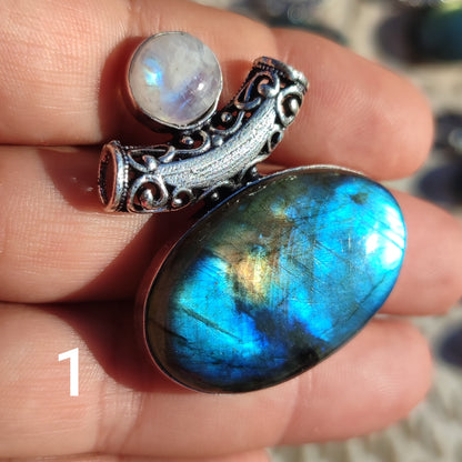Colgante de Labradorita y Piedra Luna | Joyería de la India