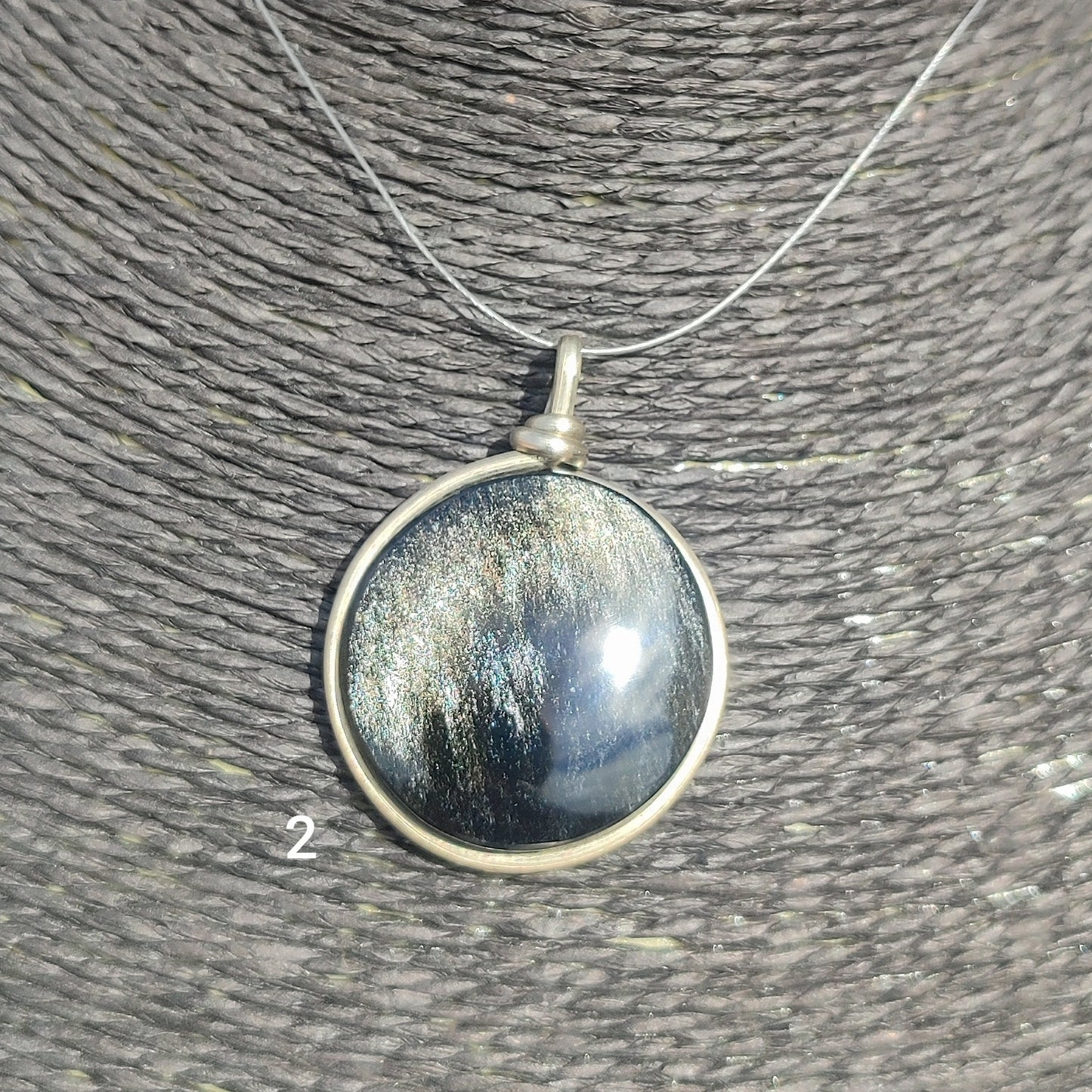 Silver obsidian pendant xl
