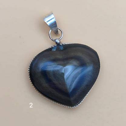 Colgante Corazón de Obsidiana Natural - Amuleto de Amor y Protección