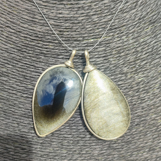 Colgante de obsidiana dorada lagrima XL