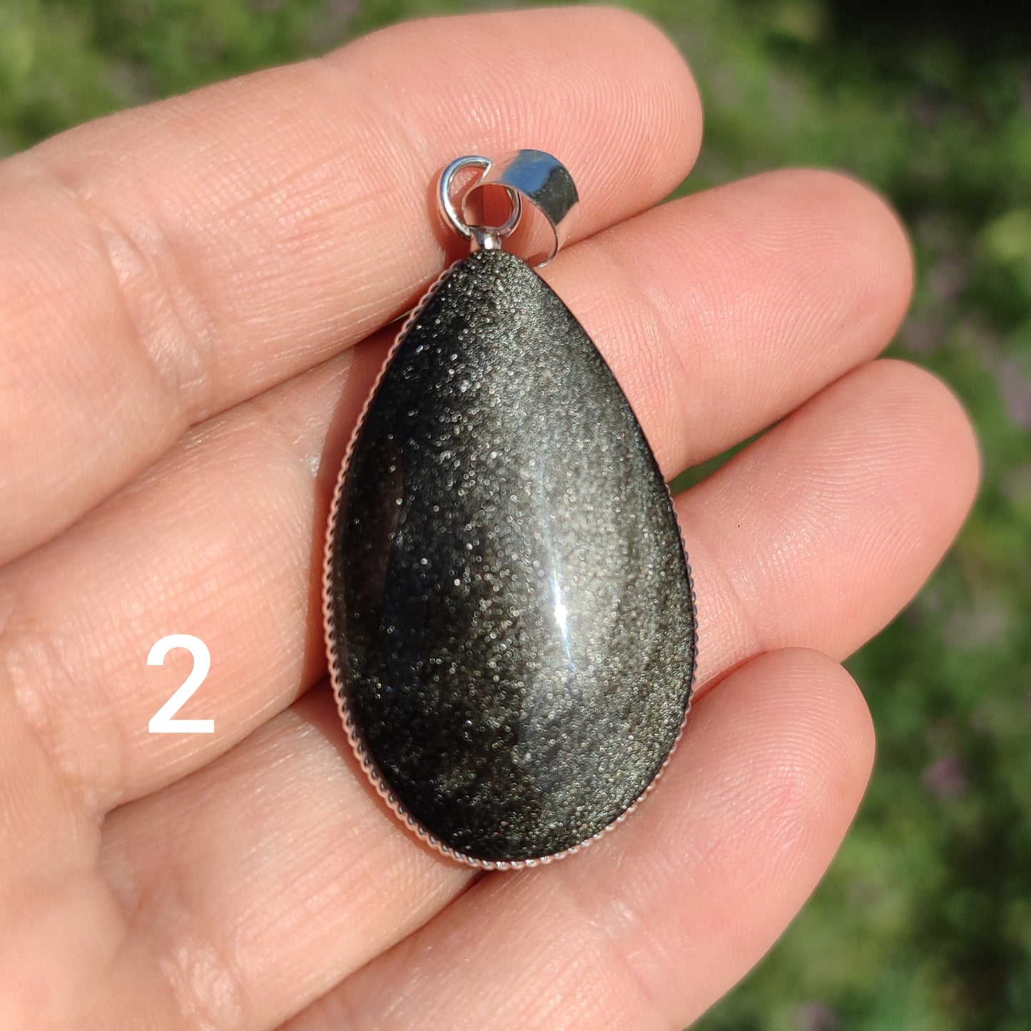Colgante lágrima de Obsidiana Plateada | Protección y Artesanía