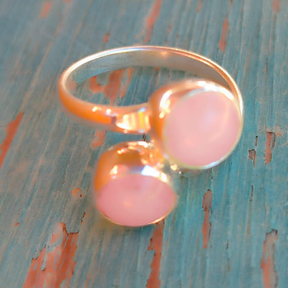 Anillo doble de cuarzo rosa