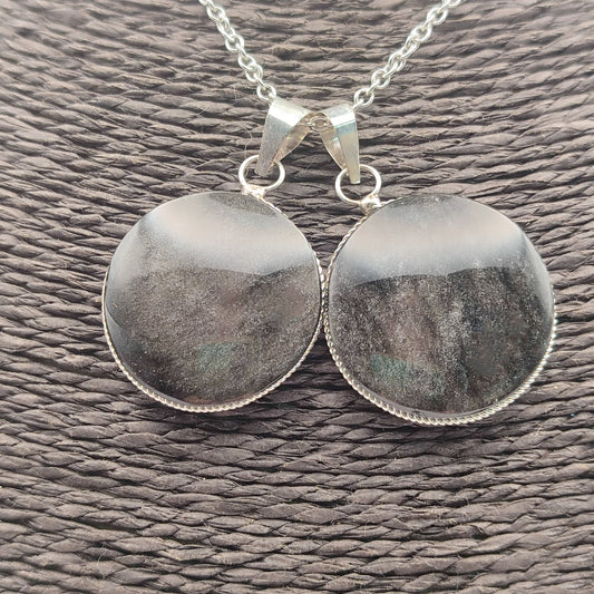 Silver obsidian pendant