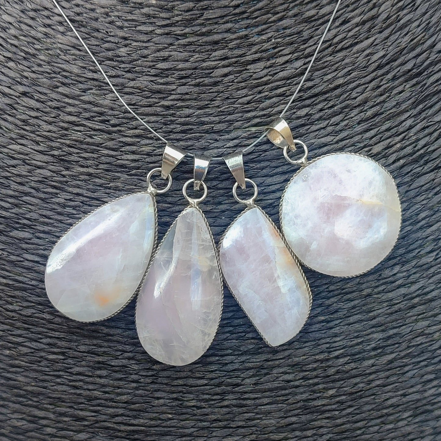 Double silver plated rose quartz pendant