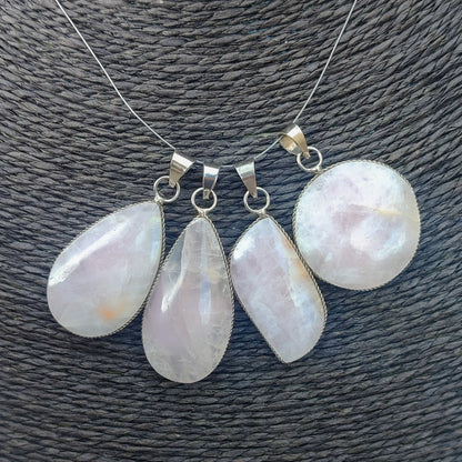 Pendentif double en quartz rose plaqué argent