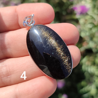 Colgante de obsidiana dorada ovalada