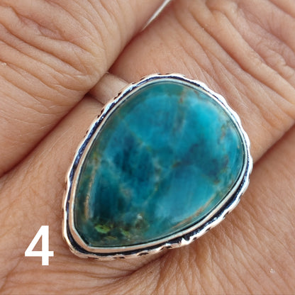 Anillo de Apatita Azul Ajustable | Joyería de la India