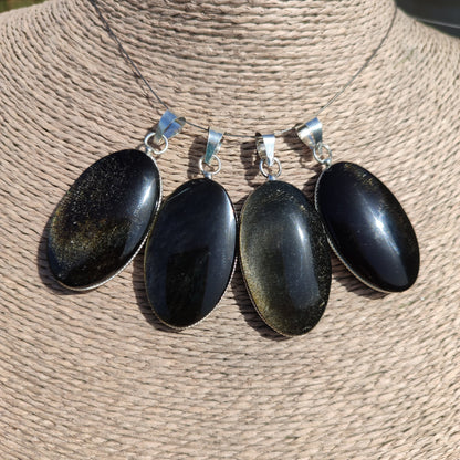 Colgante de obsidiana dorada ovalada