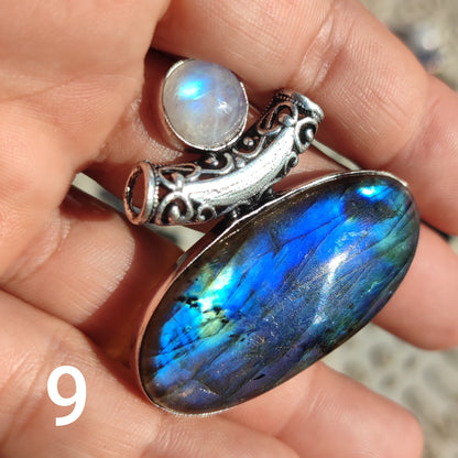 Colgante de Labradorita y Piedra Luna | Joyería de la India