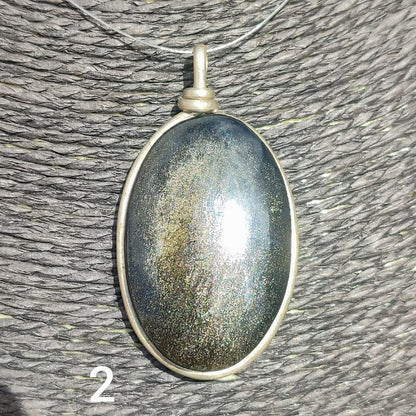 XL golden obsidian oval pendant