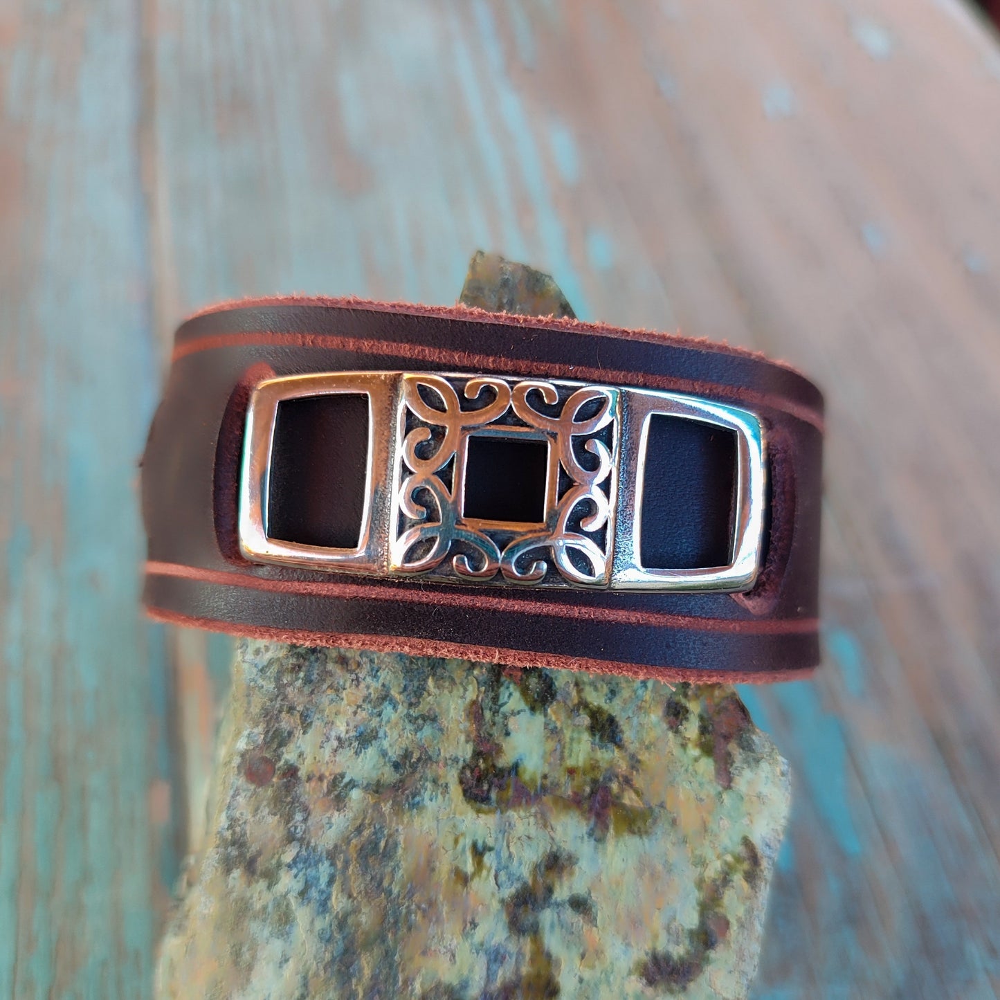 Pulsera acero y cuero