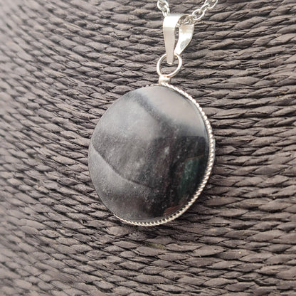 Silver obsidian pendant xl