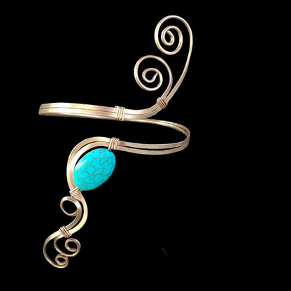 Brazalete grande de Espirales para Bíceps en Alpaca con Howlita