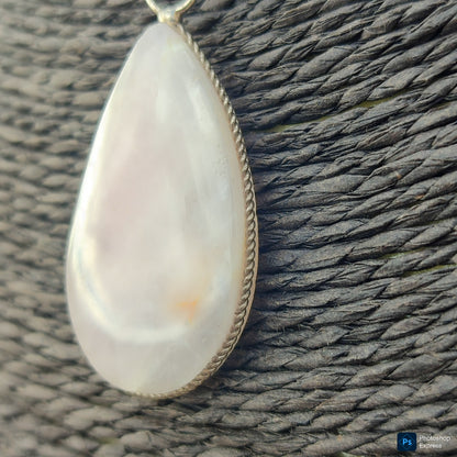 Pendentif double en quartz rose plaqué argent