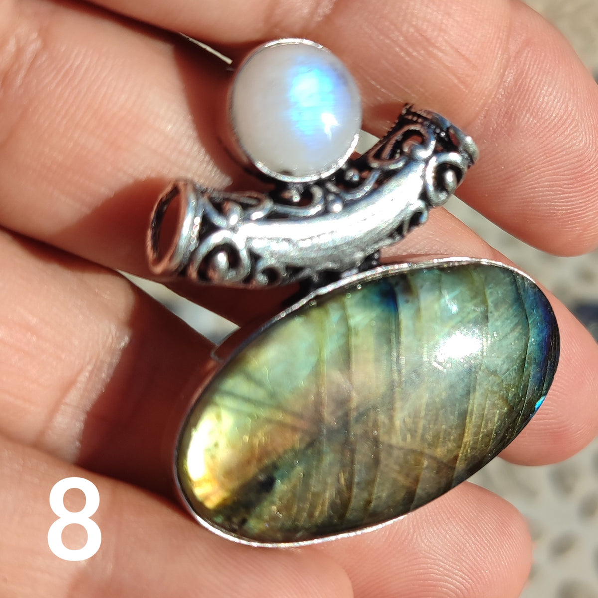 Colgante de Labradorita y Piedra Luna | Joyería de la India