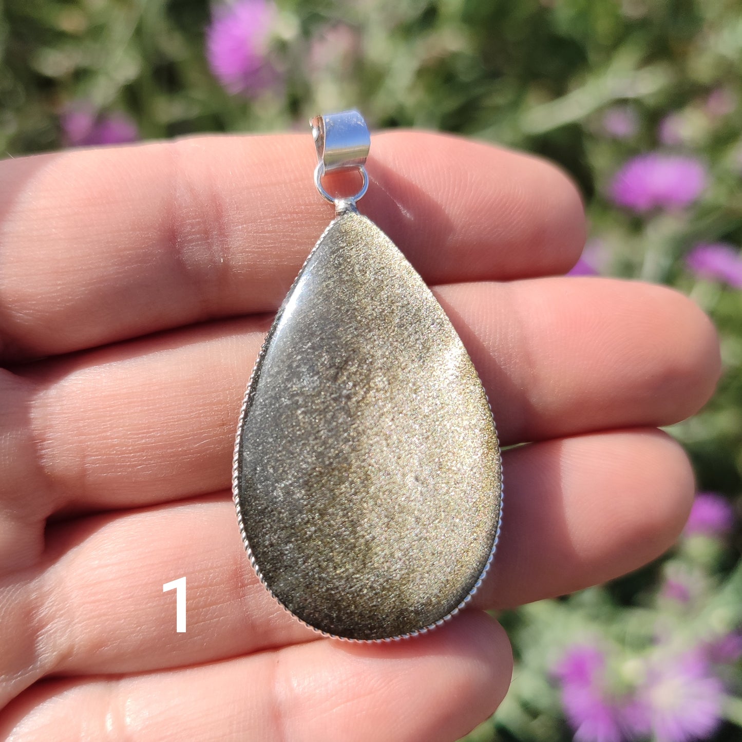 Golden obsidian teardrop pendant