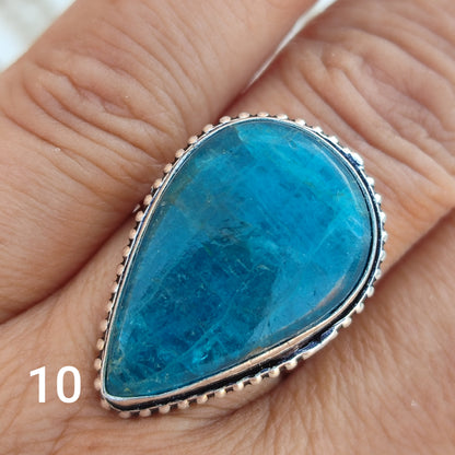 Anillo de Apatita Azul Ajustable | Joyería de la India