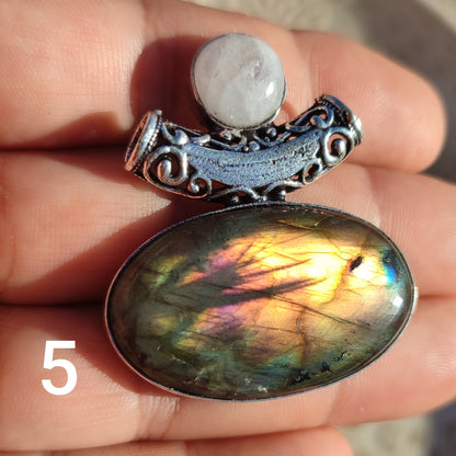 Colgante de Labradorita y Piedra Luna | Joyería de la India
