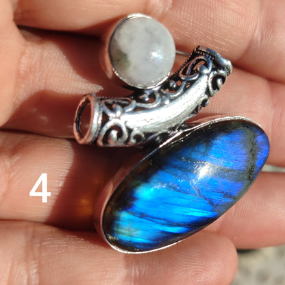 Colgante de Labradorita y Piedra Luna | Joyería de la India