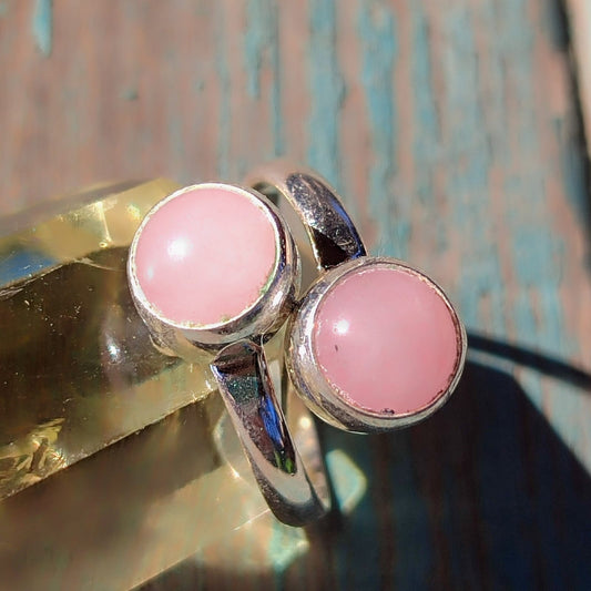 Anillo doble de cuarzo rosa