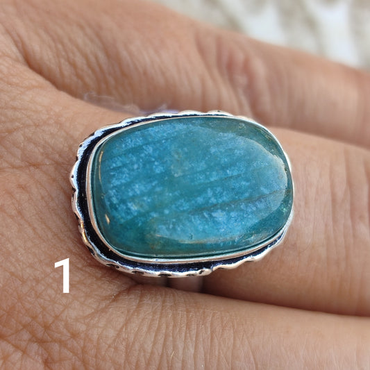 Anillo de Apatita Azul Ajustable | Joyería de la India
