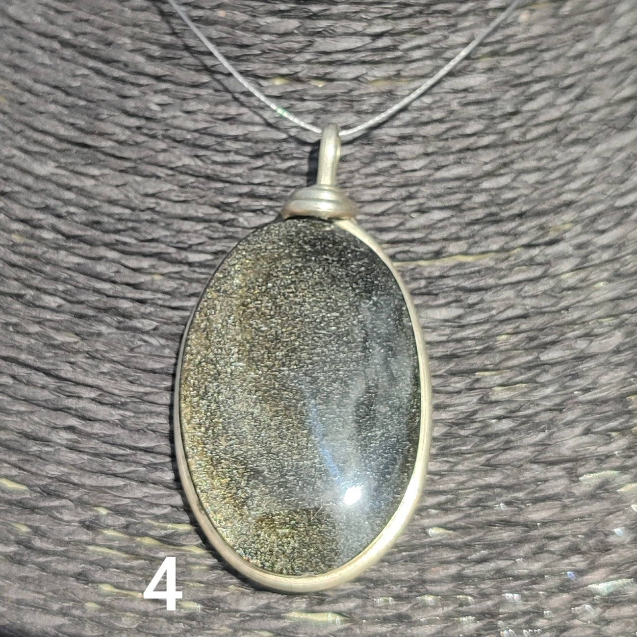 XL golden obsidian oval pendant
