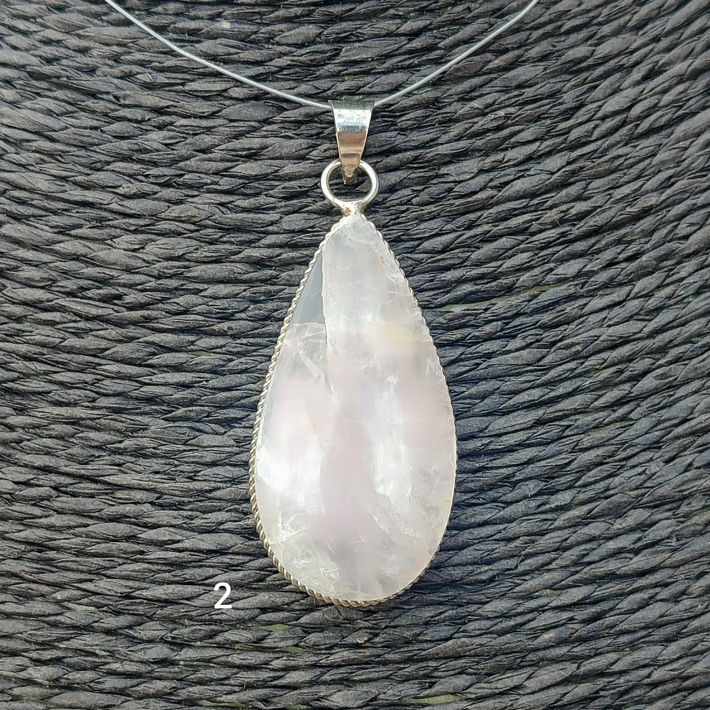 Double silver plated rose quartz pendant