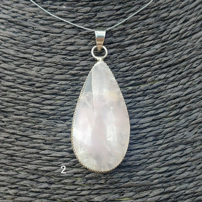 Pendentif double en quartz rose plaqué argent